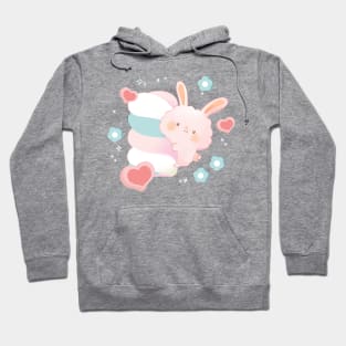 Bunny hugging a marshmallow Hoodie